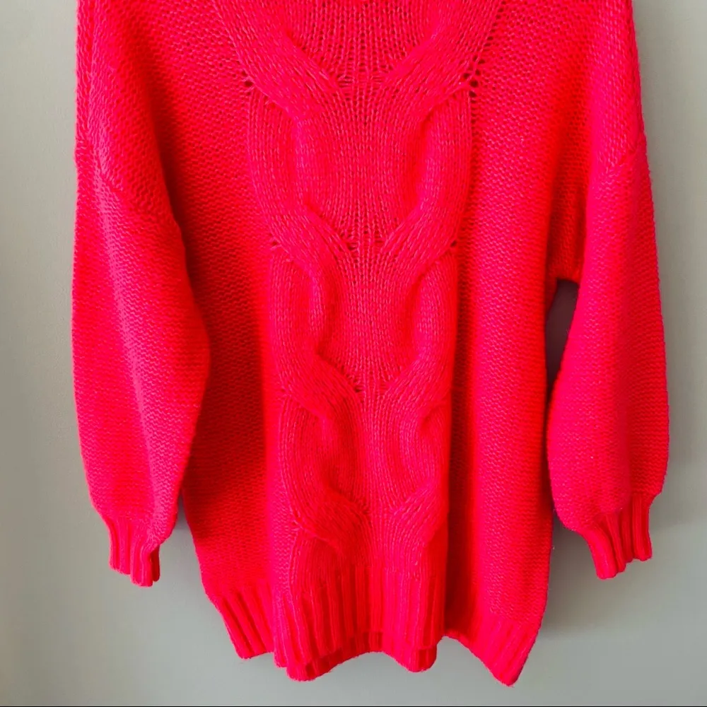 aerie Oversized Knit Pullover Sweater Pink Sz XS - Image 3