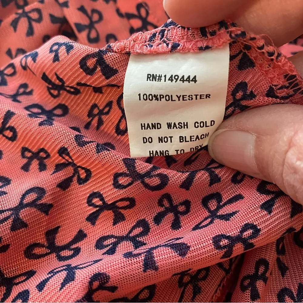 Siren Lily Maternity Coral and Black Bow Patterned Top - Image 6