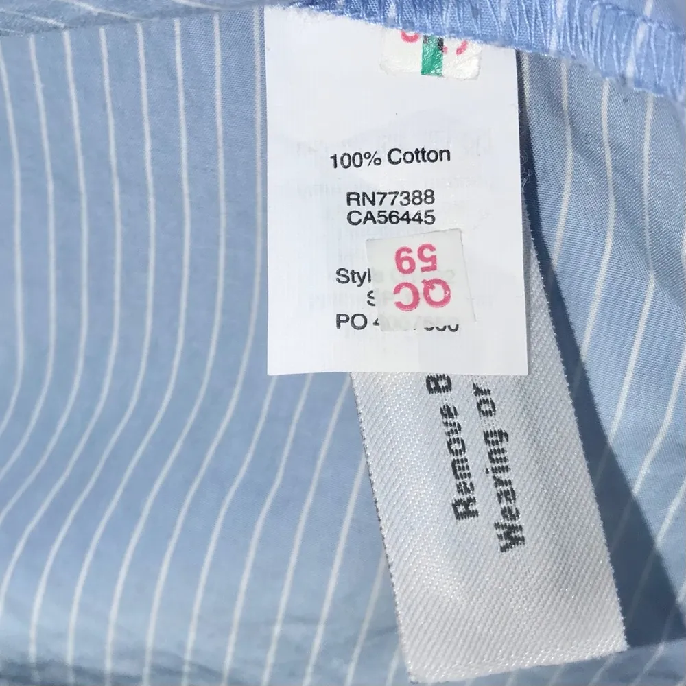 Madewell Light Blue & White Striped Tie-Sleeve Peasant Popover Blouse Top - Image 9