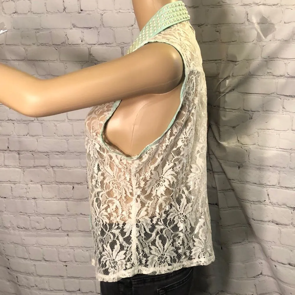 Grass Collection Sheer Lace Sleeveless Top Jrs L - Image 5
