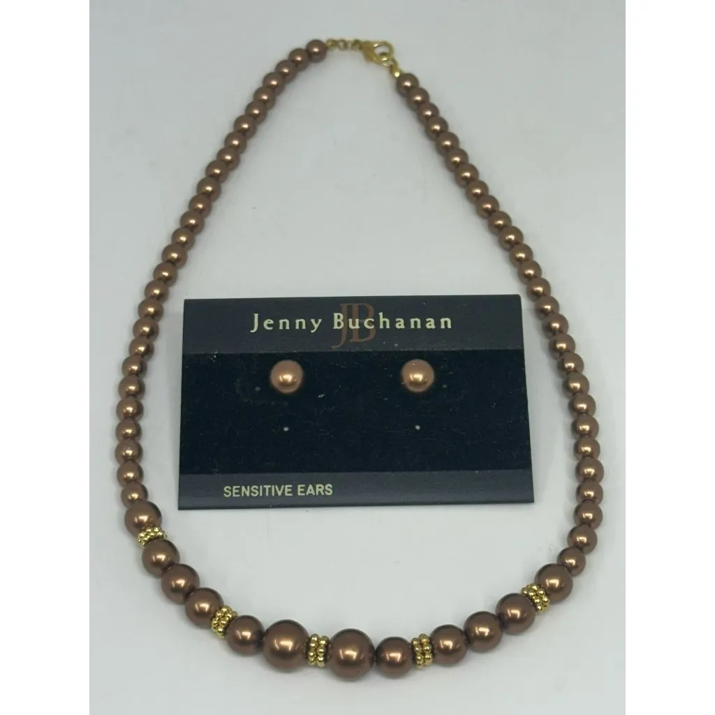 Jenny Buchanan Rose Gold Pearl Necklace & Earrings Set | Hypoallergenic Jewelry - Image 5