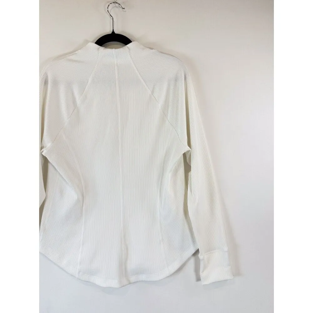 Athleta Womens Jacket White Salutation Full Zip Ribbed Thumbhole Stretch Size XL - Image 8