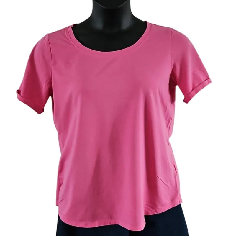 Susan Graver Weekend Essentials Pink Scoop Neck Tee - Size Medium NWOT - Image 2