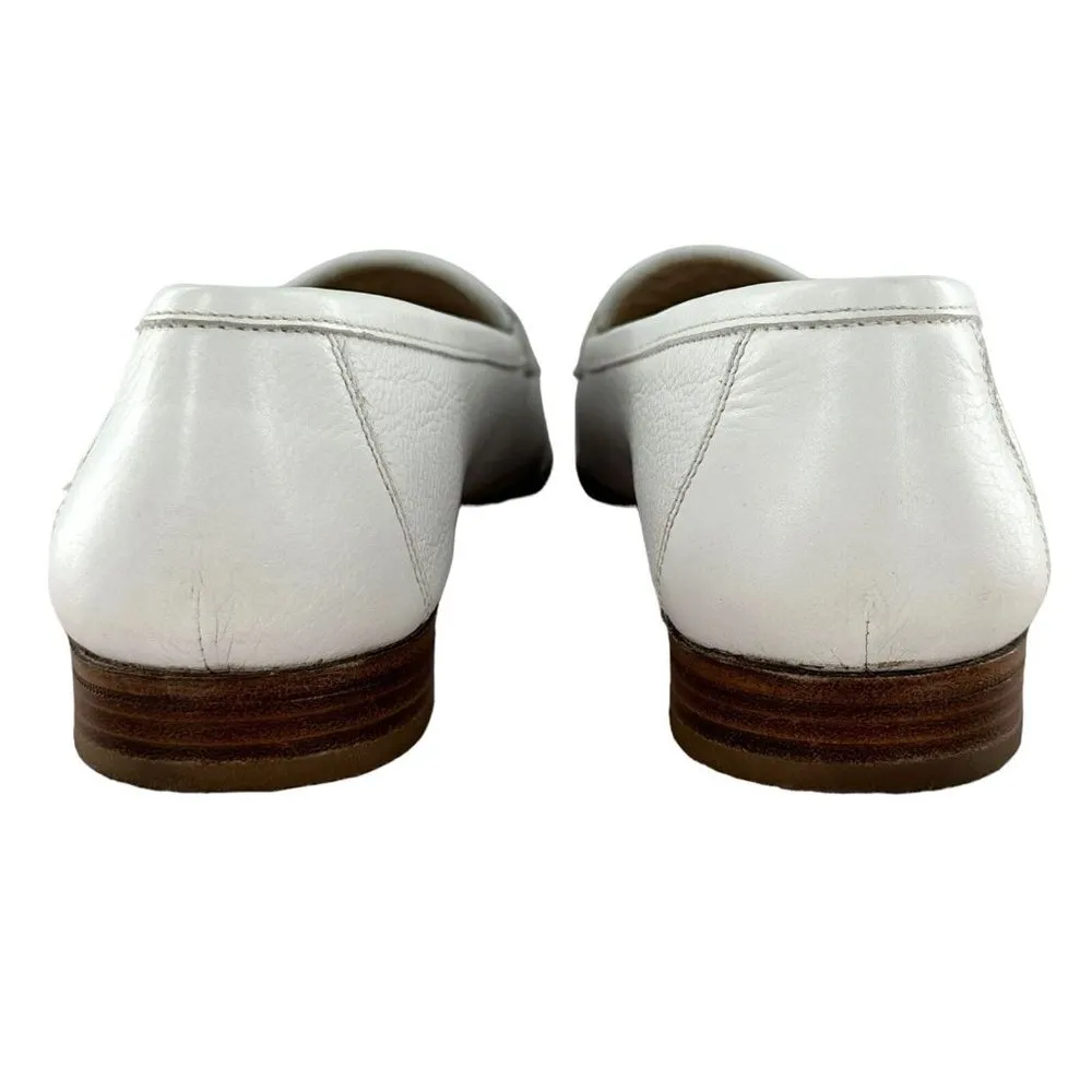 Gravati Two Tone White and Brown Woven Leather Penny Loafers Women's Size 8.5 - Image 8