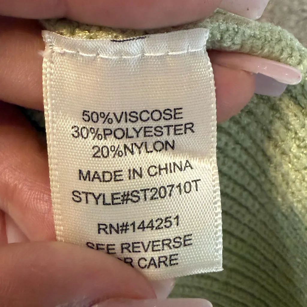 Sincerely Jules Lime Green Round Neck Cropped Sweater Top Size L Size L - Image 4