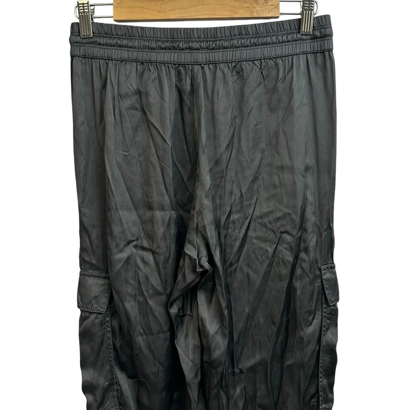 Aerie Gray Silky Cargo Jogger Pants Small Lightweight Drawstring Pockets - Image 5