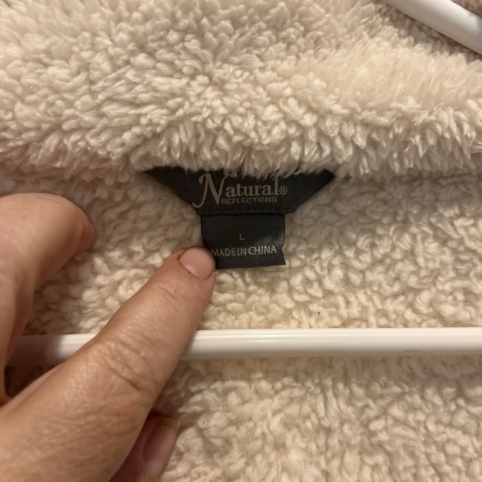 Natural Reflections Cream 1/4 Zip‎ Pocket Long Sleeve Jacket Women's Large Cozy - Image 2