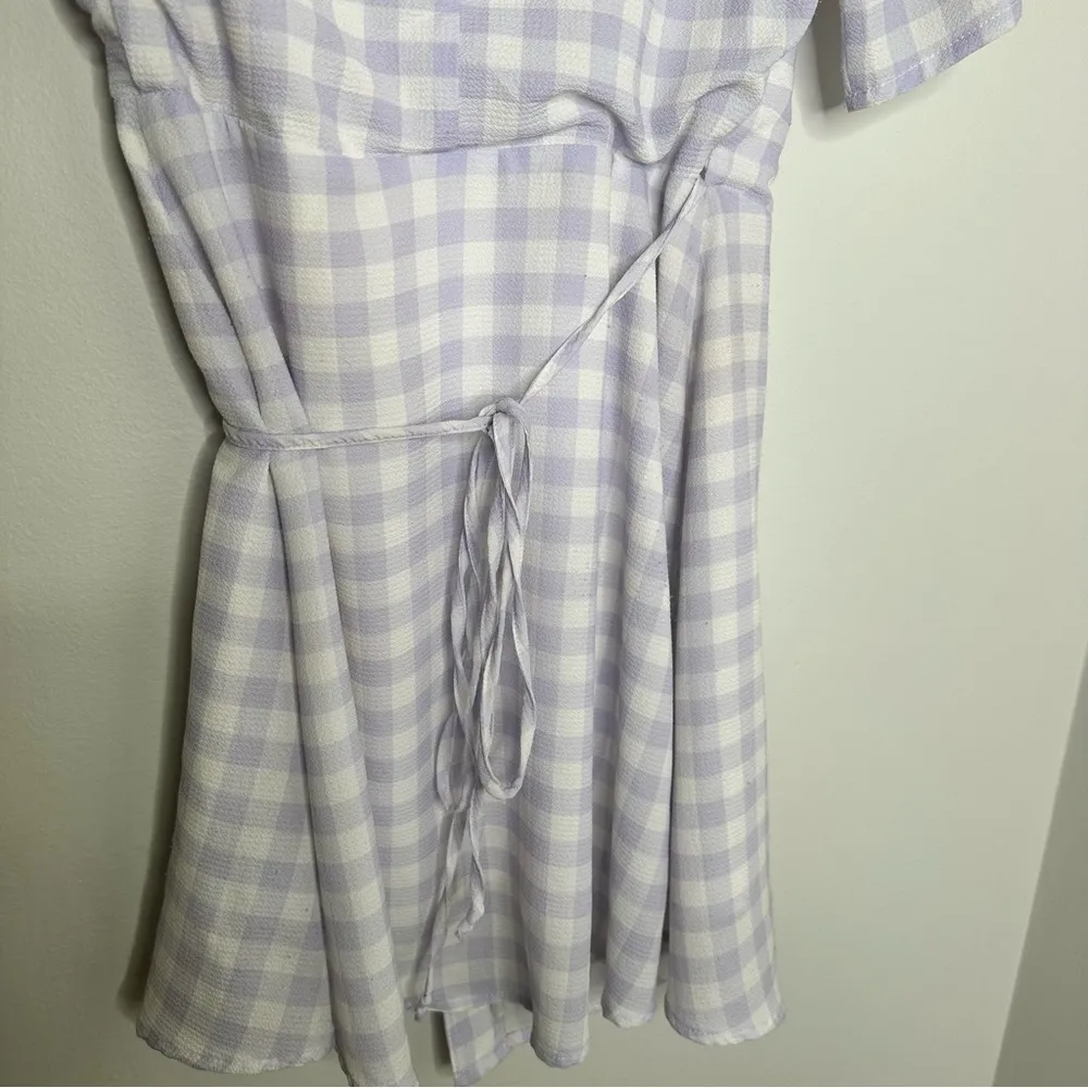 Charlie Holiday Lavender Gingham Mini Wrap Dress - Image 12