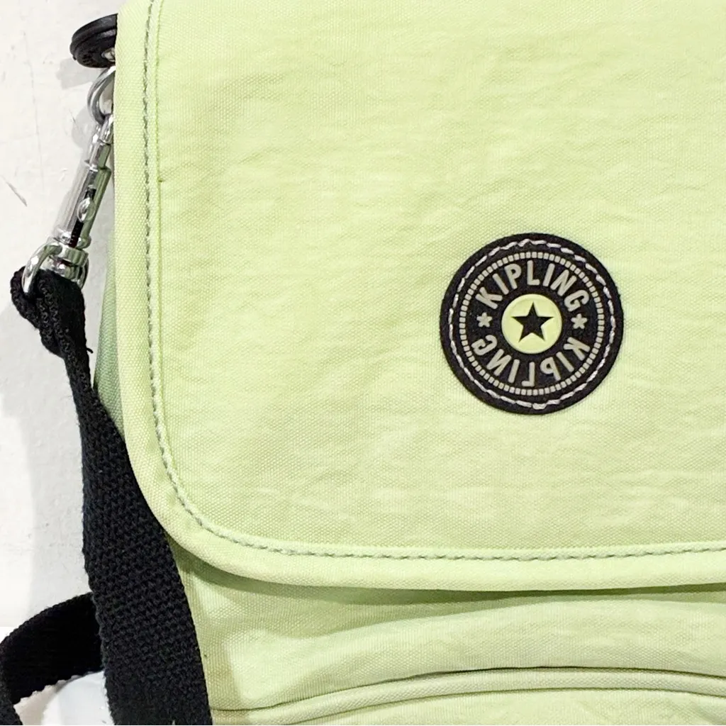 Kipling Neon Green Nylon Compact Mirror Crossbody Bag - Image 2