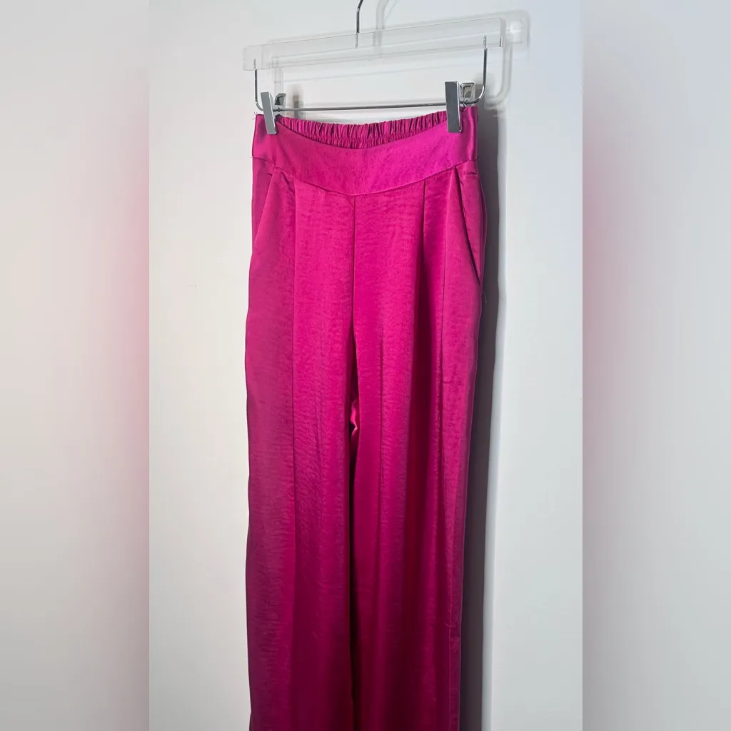 Anthropologie Drew Eva Fuchsia Hot Pink Purple Satin Wide Leg Pants Size XS NWT - Image 7