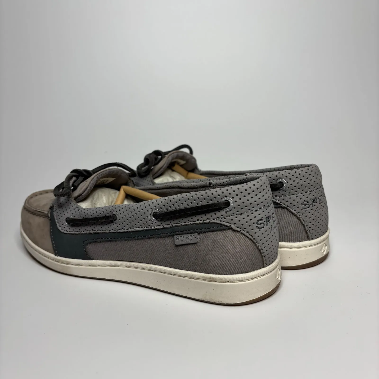 Sperry Women's Starfish Pin Perforated Boat Shoes in Grey - Image 4