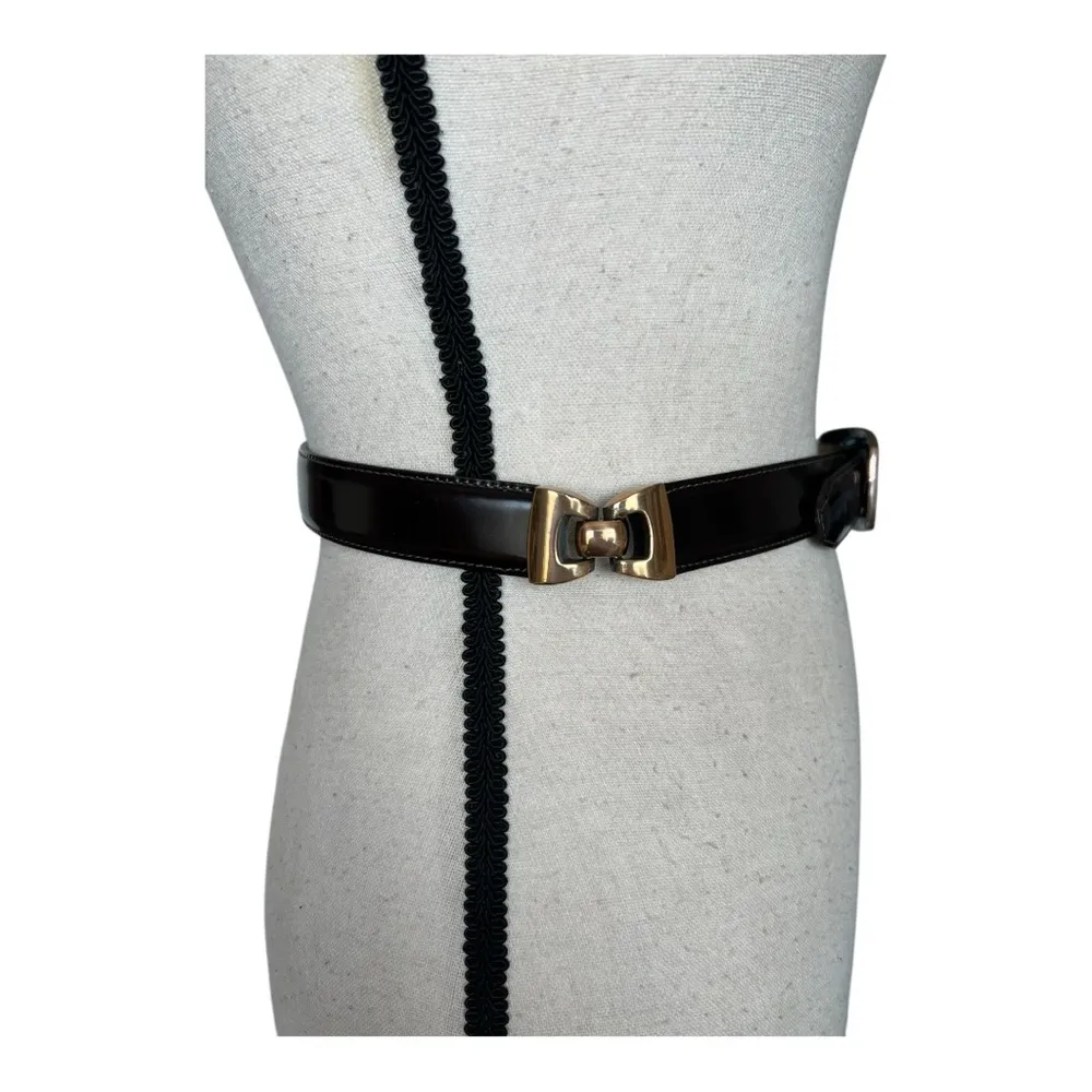 Brighton Black Dress Belt with Gold Buckle and Smooth Finish - Image 4