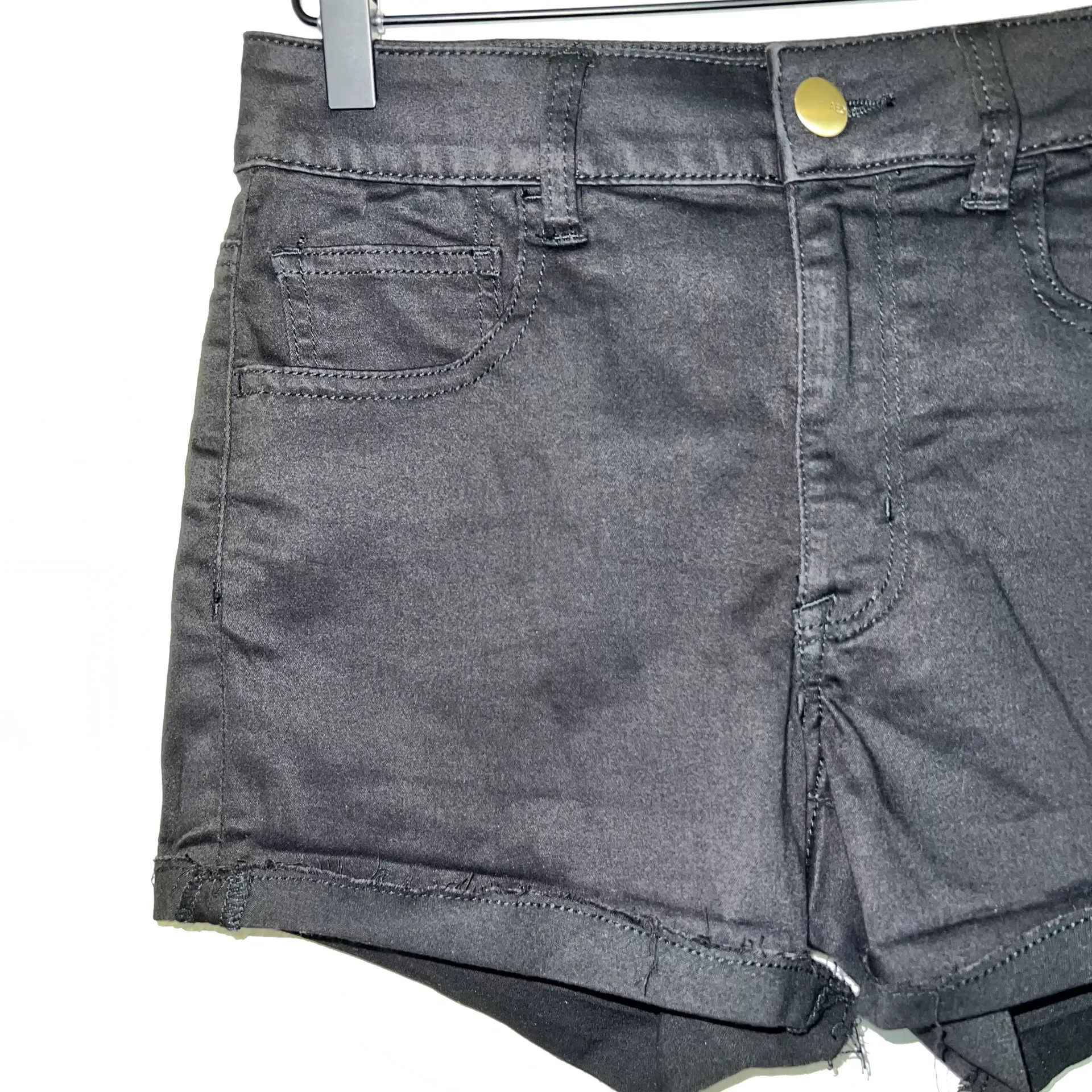 American Eagle Black Super Super Stretch Hi Rise Shortie Shorts - Image 2