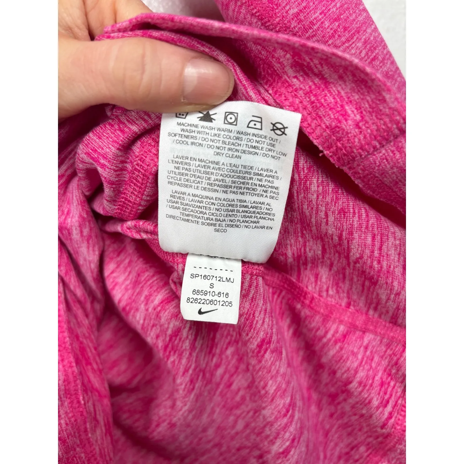 Nike Dri-Fit Pink Heathered Womens Small Long Sleeve Running Quarter Zip Top - Image 11