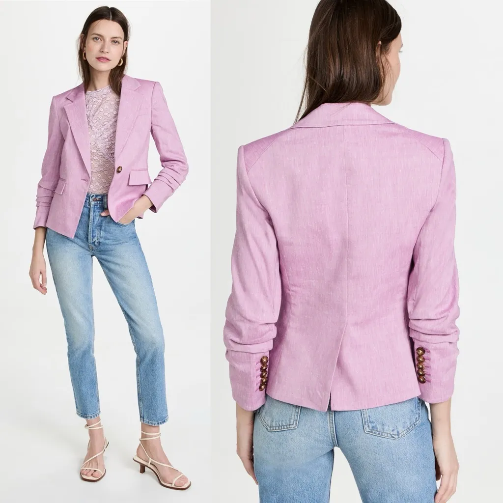 Veronica Beard Aaliyah Dickey Blazer Heathered Orchid Pink Linen Size 2 NWOT - Image 3