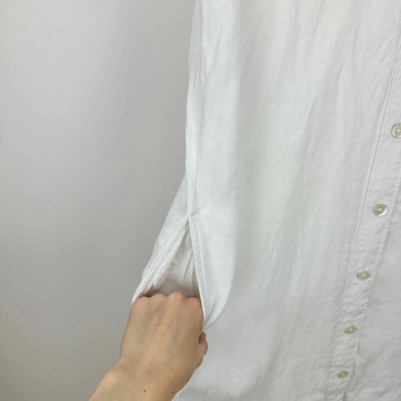 NEW J.Crew Tall Capitaine Shirt Dress Linen Minimalist Pockets Resort White XS - Image 12