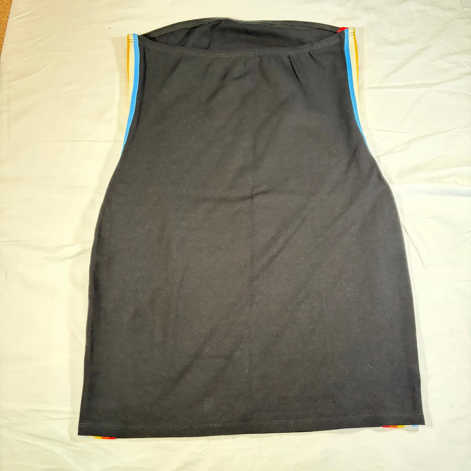 Urban Outfitters black tube mini dress rainbow vertical stripe sleeveless Size M - Image 3