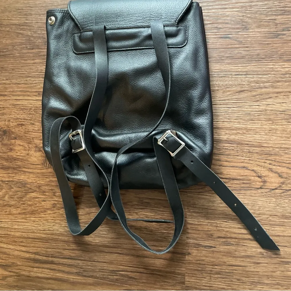 Vtg Harley Davidson Black Leather Logo Backpack - Image 10