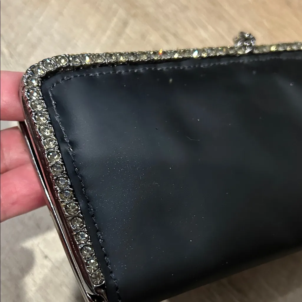 Chic Black Wallet with Jewel Detail - Image 5