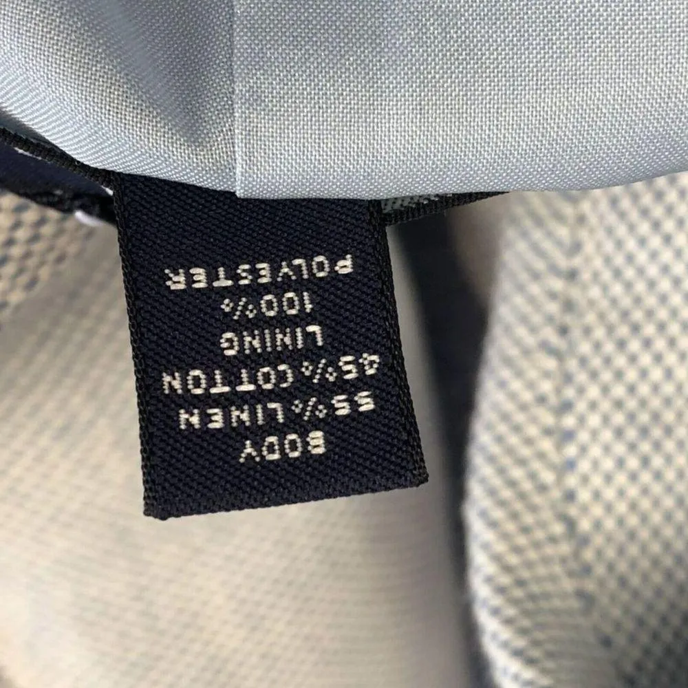 Lands End Size 12 Blazer Twill Linen Blend Women’s Spring Blue 2 Button Lined - Image 7