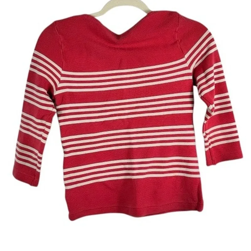 Forever 21 Dark Pink White Striped Top XS - Image 2