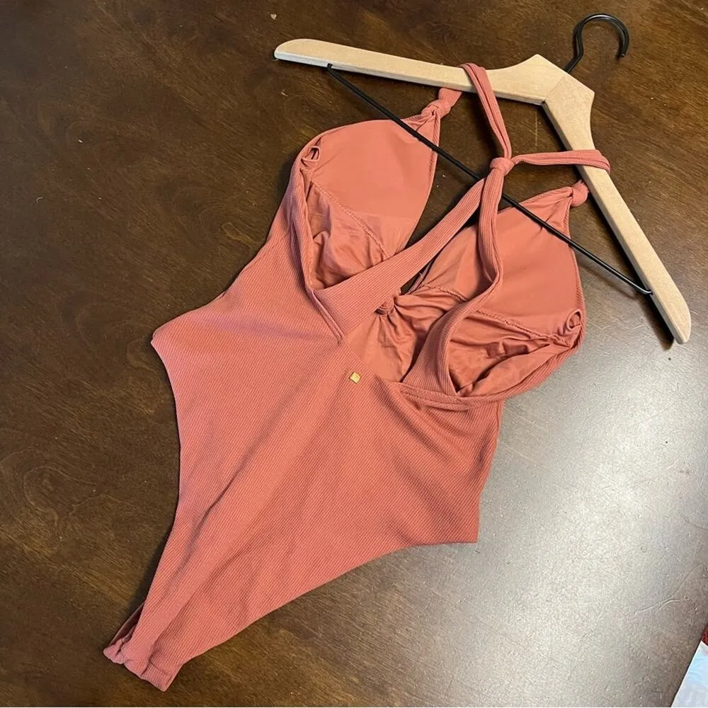 Dolce Vita One Piece Swim Mauve Textured Padded Swimsuit XS Pink - Image 2