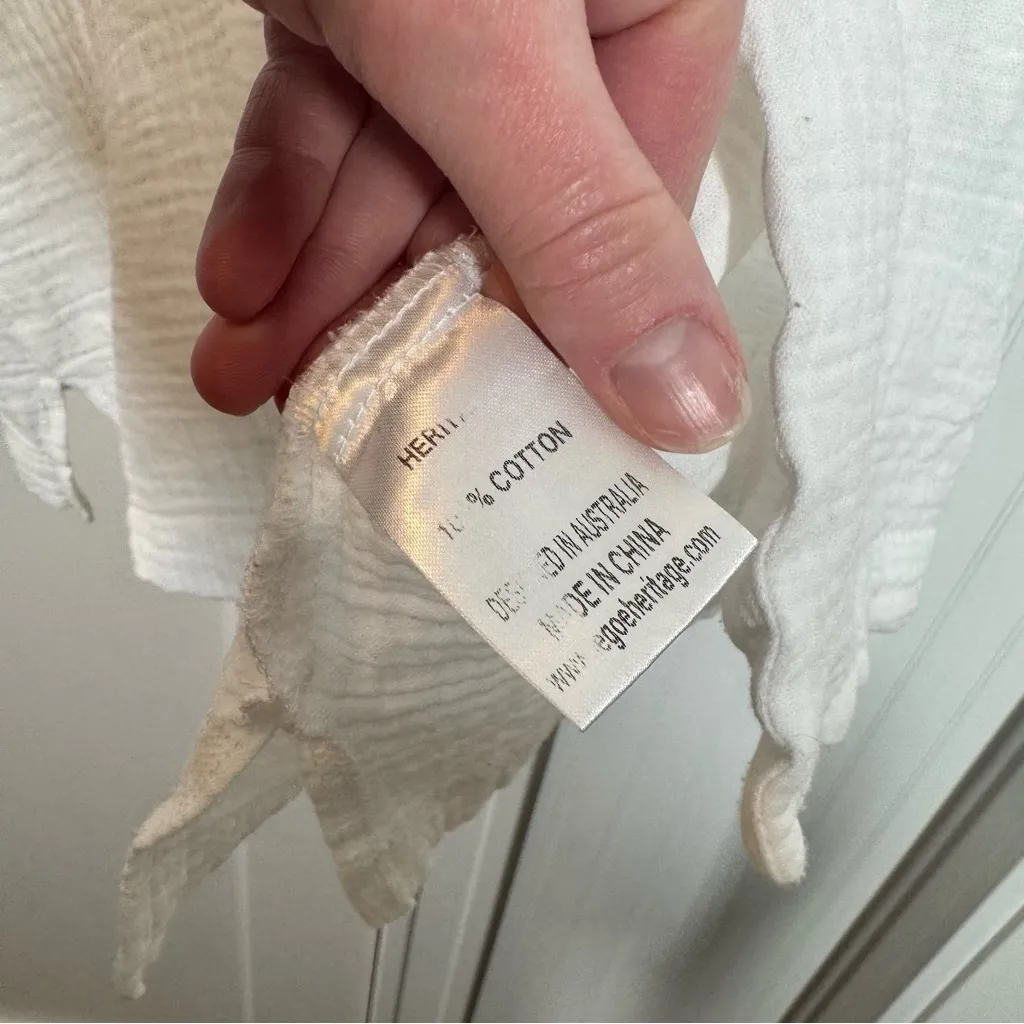 Lègoe Heritage White Gauze Cotton Short Sleeve Tee size xs maternity summer easy - Image 4