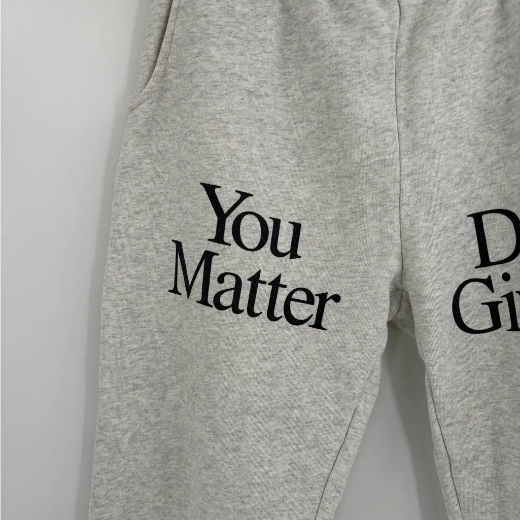 Praying white you matter don’t give up grey cuffed joggers sweatpants sz large - Image 3