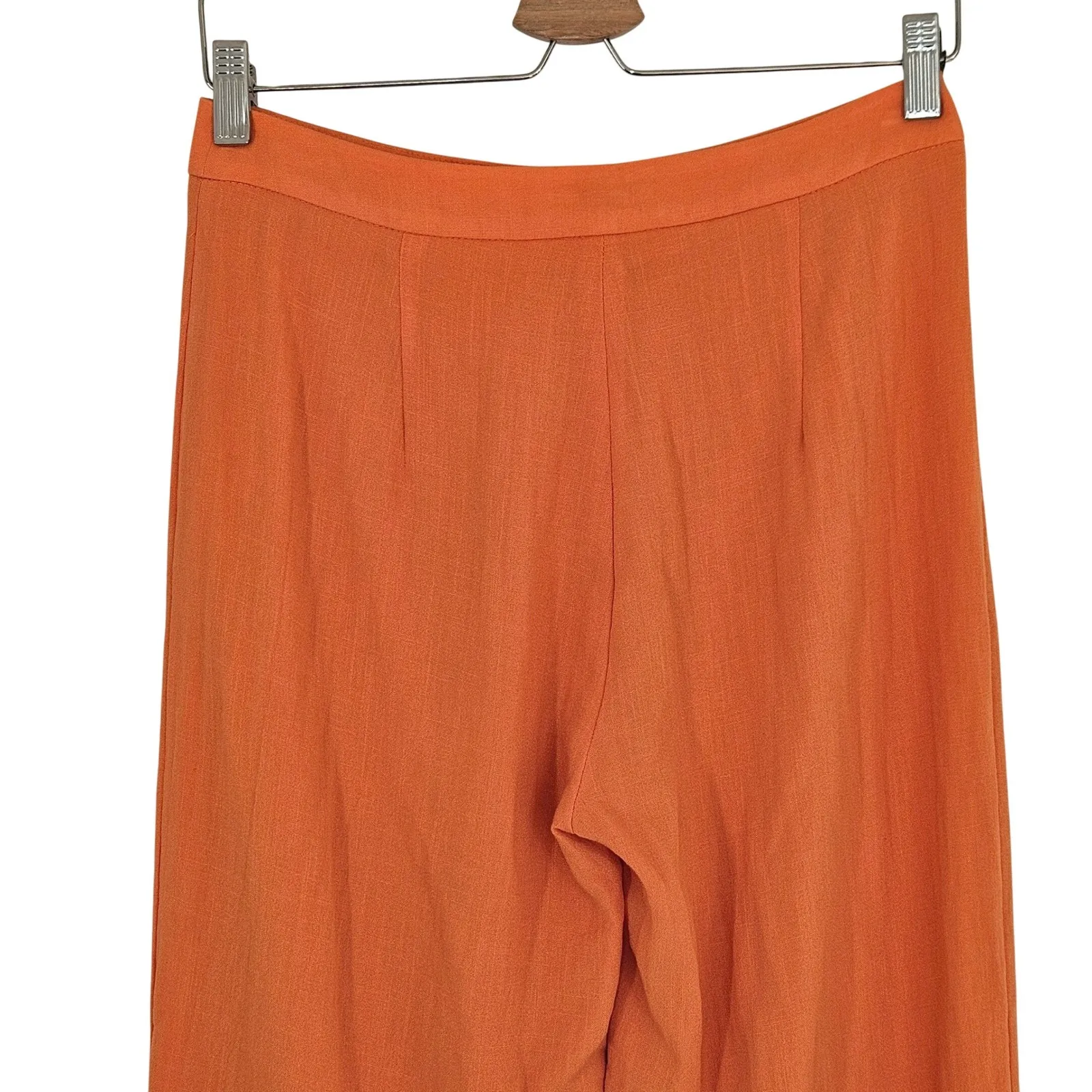 KOOKAÏ Orange Wide Leg Pants Women's Size 36 EU Linen Blend Tailored Trousers - Image 9