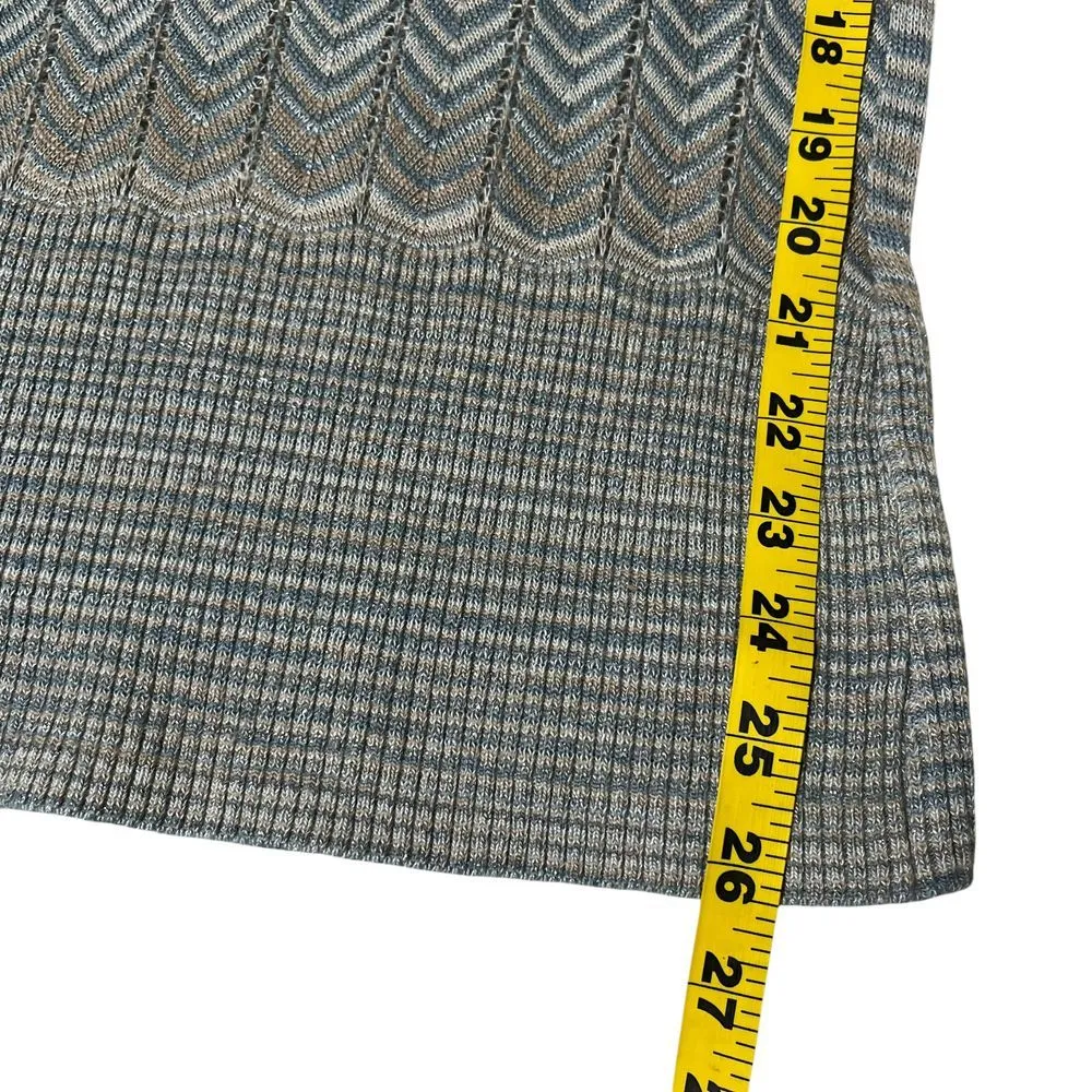 My Michelle Gray Striped Chevron Knit Off‎ Shoulder Blouse 3/4 Sleeve Size M - Image 4