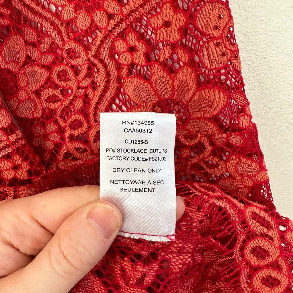 For Love & Lemon’s Women’s Small Red Lovebird Lace Dress No Lining - Image 4