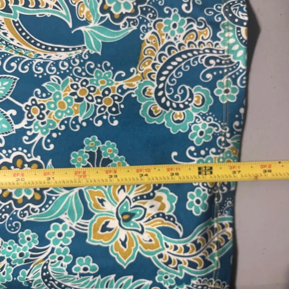 Prana Women's Teal Paisley Floral Wrap Surplice Short Sleeve Dress Size Medium - Image 6