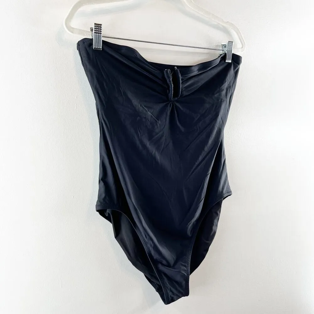 J. Crew Notched Wire Cutout Strapless One Piece Swimsuit Black 14 - Image 7