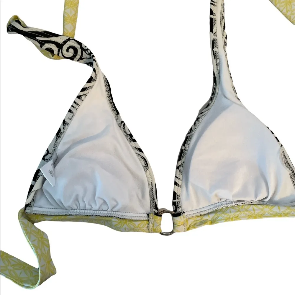 Bikini Top only Yellow Black White Double Tie, Around Neck and Back M - Image 6