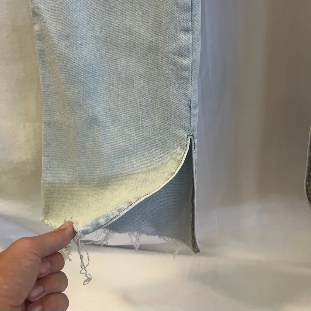 And Now This Womens Jeans Size 27 Light Wash Slide Ankle Slit Flare Raw Hem Blue - Image 2