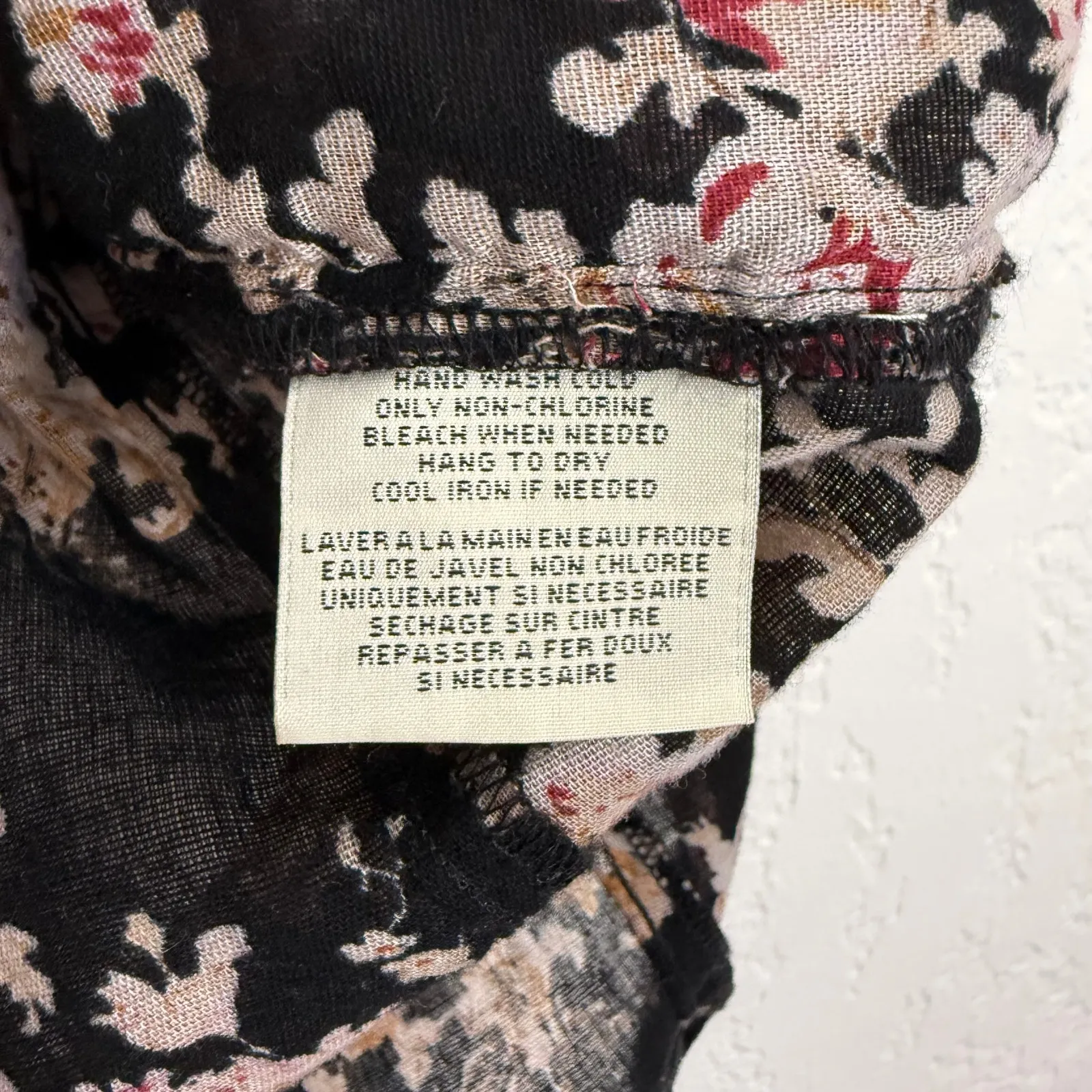 Denim & Supply Ralph Lauren Black Floral Lace-Up Ruffle Blouse Size Large - Image 5