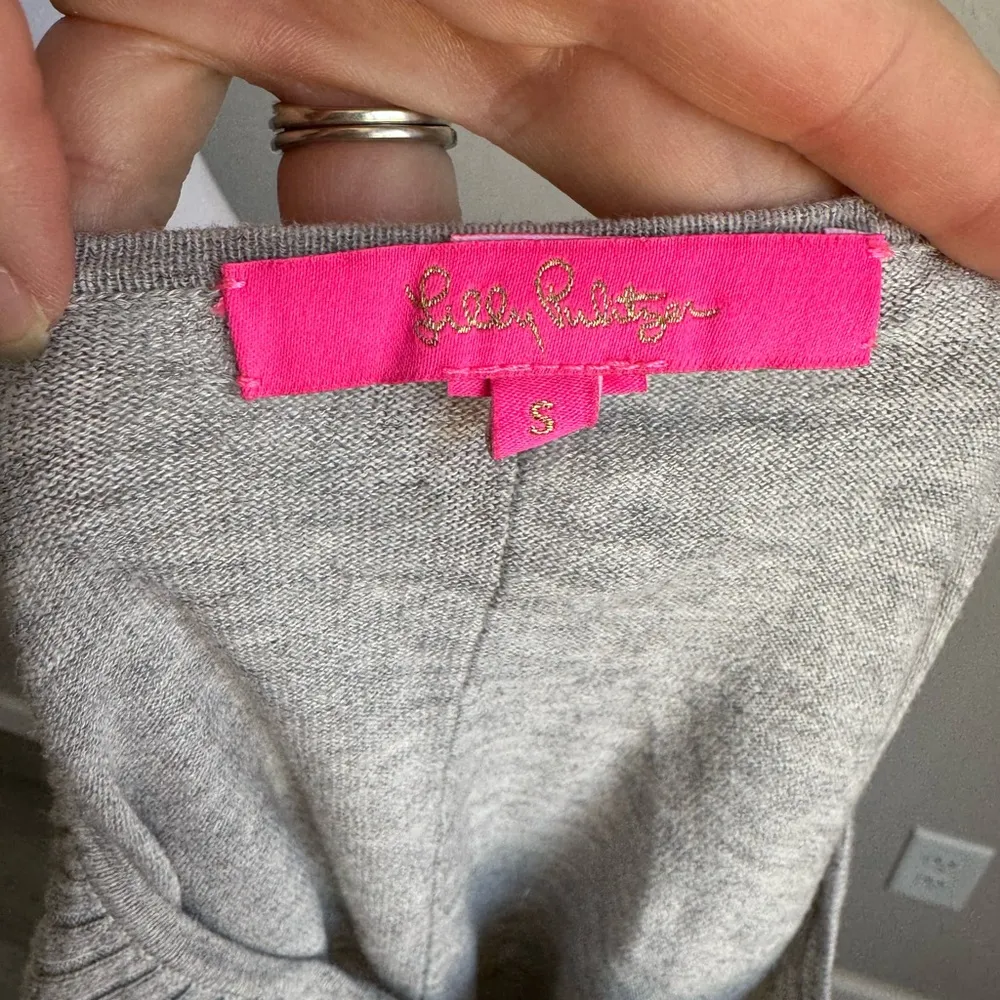 Lilly Pulitzer Gray Ribbed Long Sleeve Lightweight Sweater Womens S Classic - Image 6