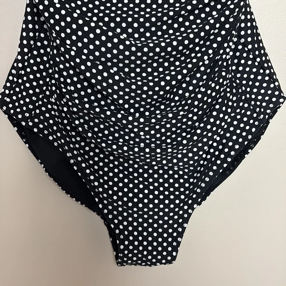 Niptuck Multi Fit Cup One Piece Swimsuit Black White Polka Dot Size 8 - Image 4