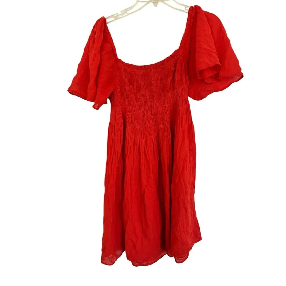 VELVET Graham & Spencer Red Guaze Dress ESME Off Shoulder Small NWT $268 ShiftXS Size XS - Image 4