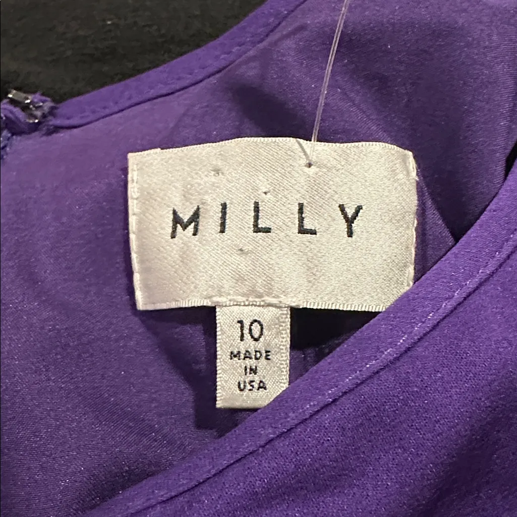 MILLY BUTTERFLY VIOLET SILK SATIN Elegant Purple Women's Dress Size 10 - Image 3