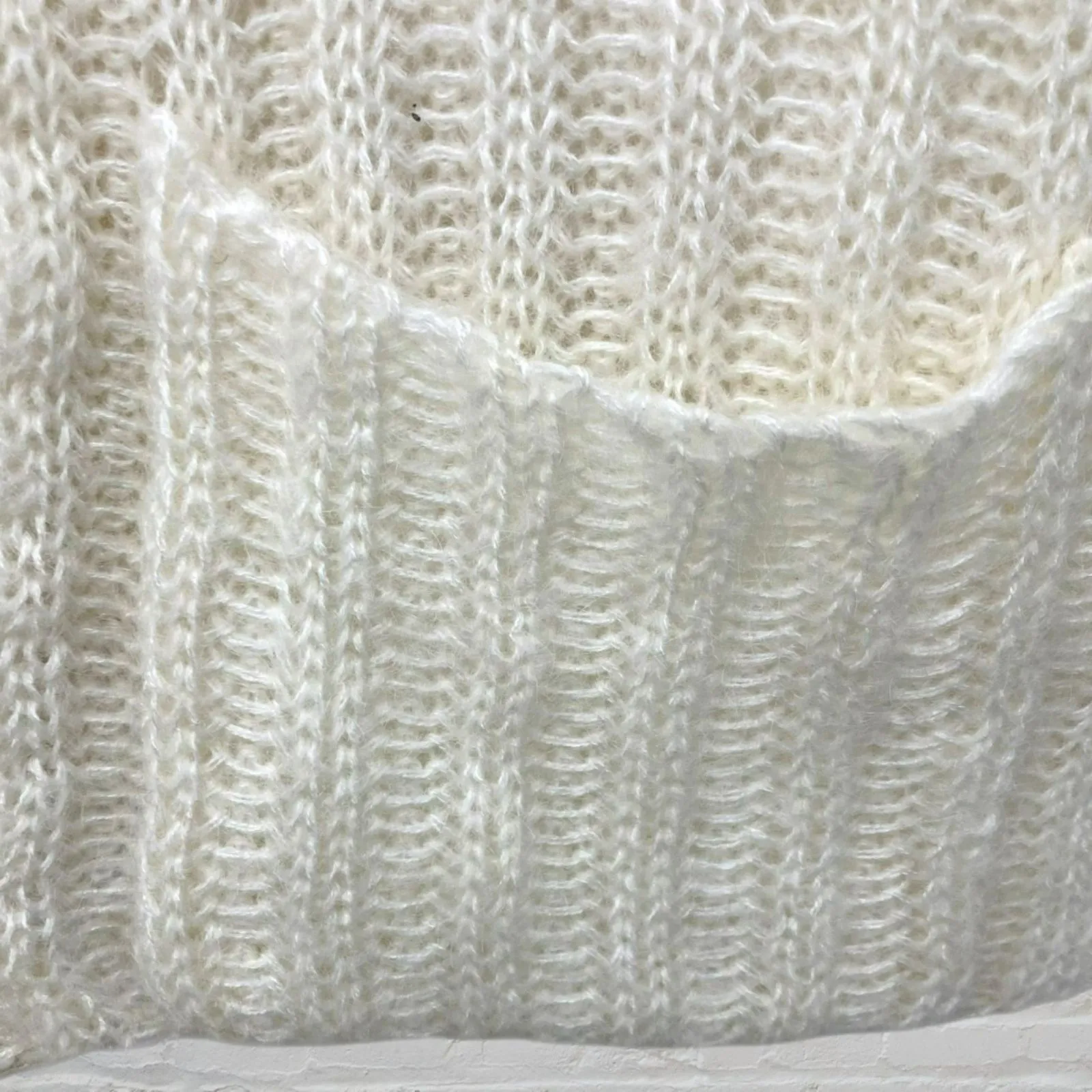 Express Tricot Vintage Mohair Cardigan Cream Fuzzy Knit Hong Kong 90s M Size M - Image 13