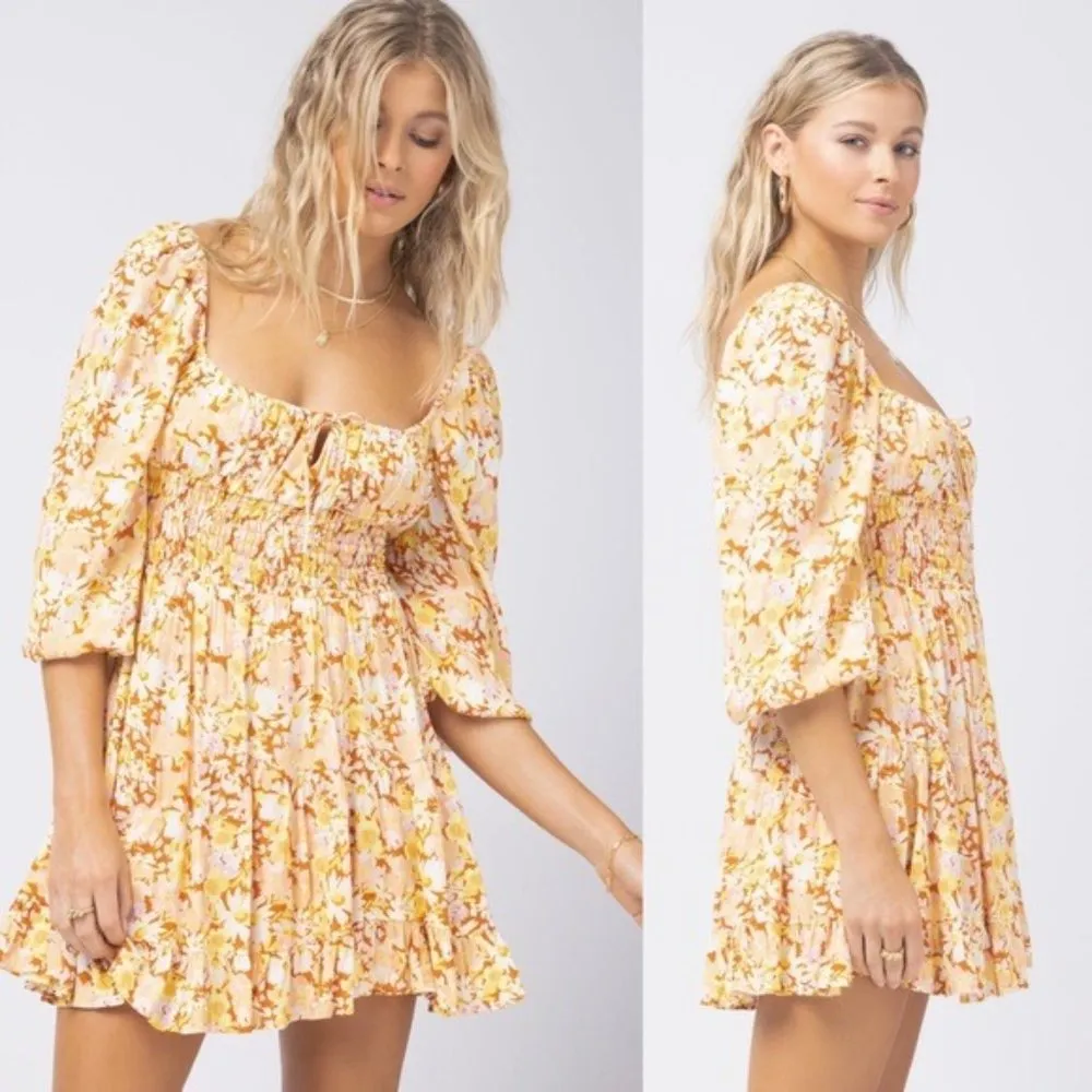 NWT L*Space Yellow Floral Printed Cassidy Dress - Image 3