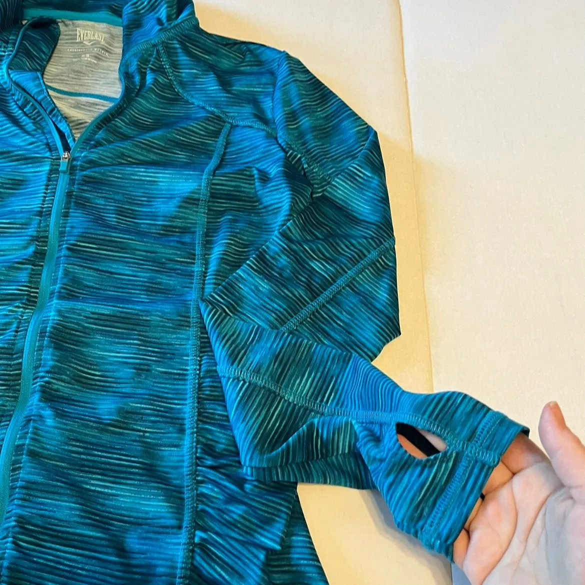 Everlast Women's Medium Slim Fit‎ Full Zip Activewear Jacket Multicolor Striped - Image 2