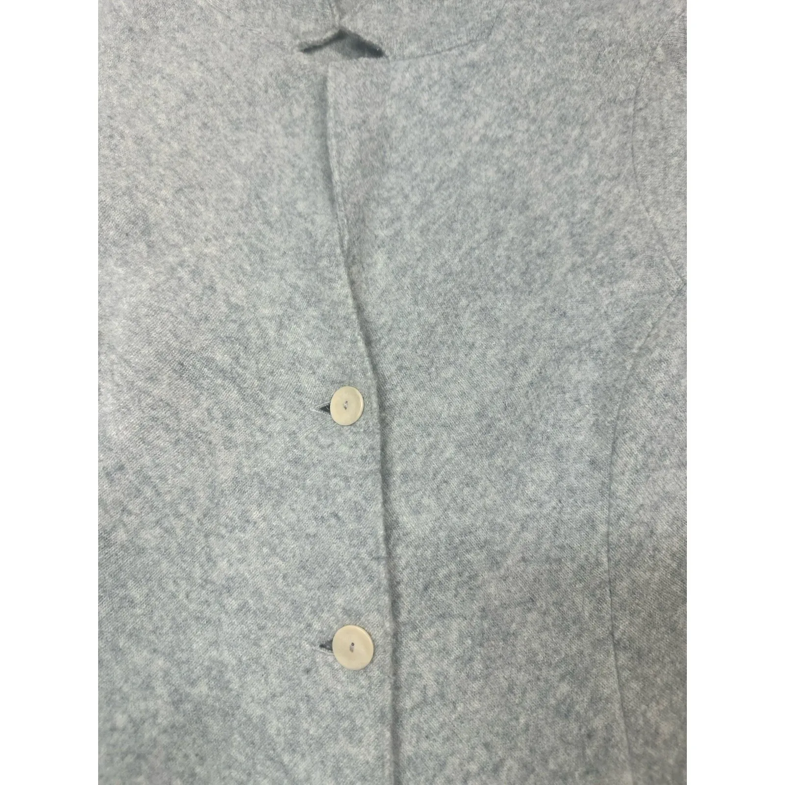 Eileen Fisher High Collar One Button Lambs Wool Cashmere Jacket Size Medium Gray - Image 9