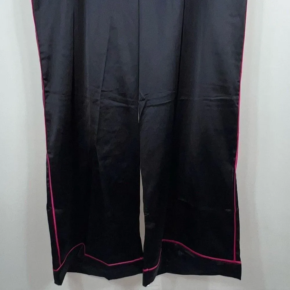 Torrid Wide Leg Satin High Rise Pant Black with Pink Pinstripe 3x Tall - Image 5