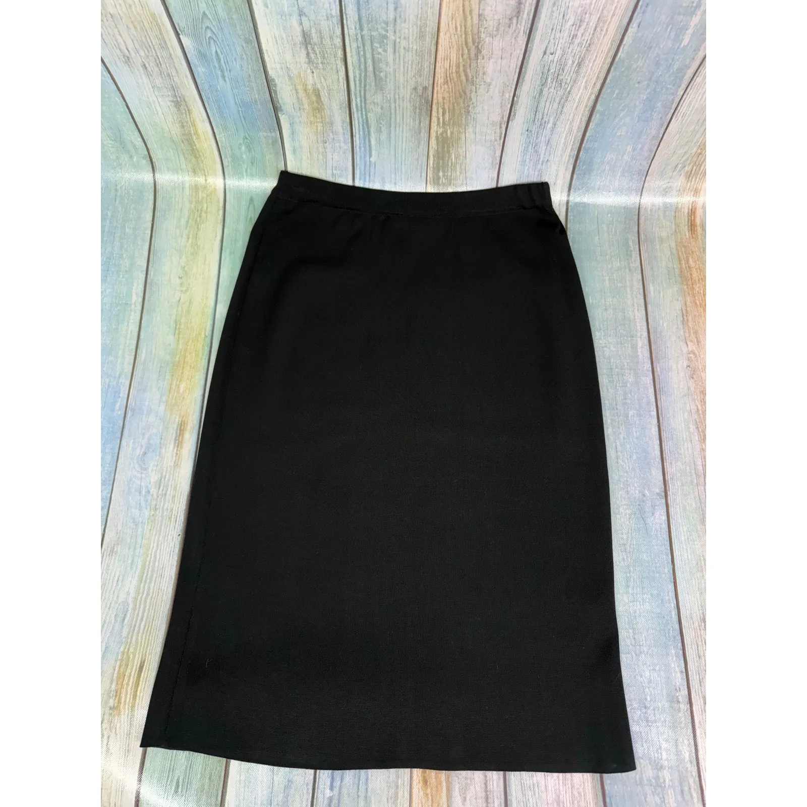 Ming Wang Black Skirt Knee Length Straight Knit Size XS Classic Capsule Wardrobe - Image 2