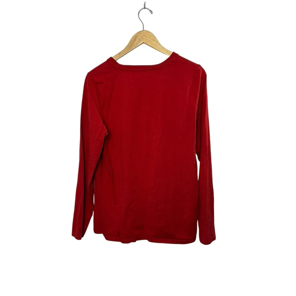 L.L. Bean Long Sleeve Red "Wicked Cozy" Tee T-Shirt Women's Large Tall - Image 4