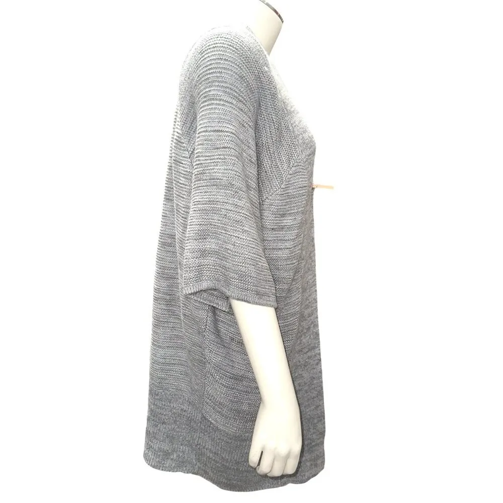 Apt. 9  Medium Gray Cardigan Open Front Lightweight Knit Drape Street Style BOHO - Image 6