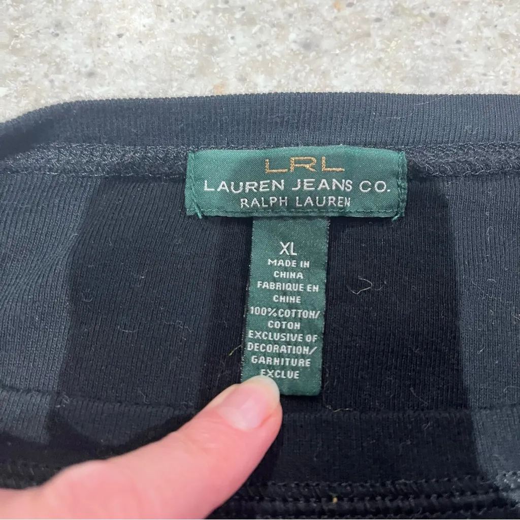 Lauren Ralph Lauren Black Blouse with Tan Shoulder Accent - Image 5