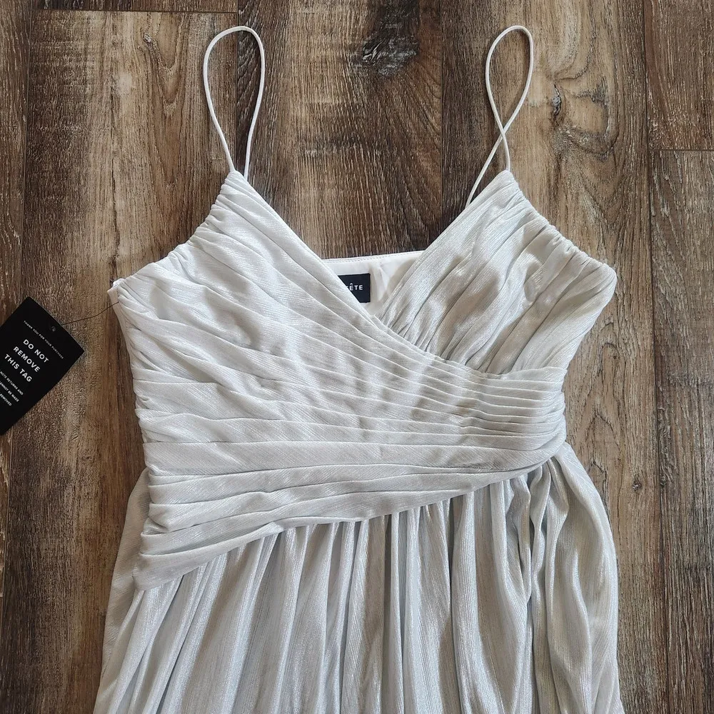 Retrofete Doss Dress in Silver/White Size Medium Maxi NWT Spaghetti Straps - Image 4